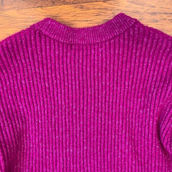 Nordstrom Elodie Fuchsia Fuzzy Crewneck Rib Knit Sweater Women's Size S - Picture 5 of 7